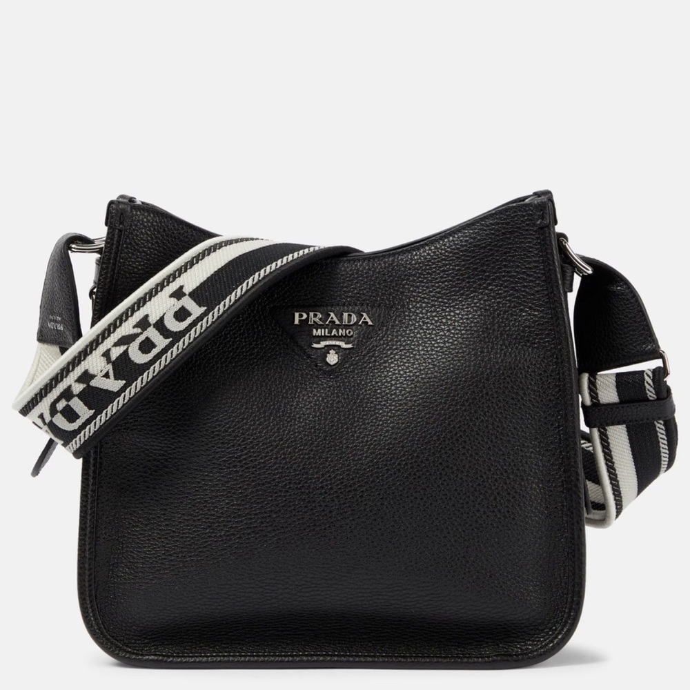Prada crossbody black calf leather bag